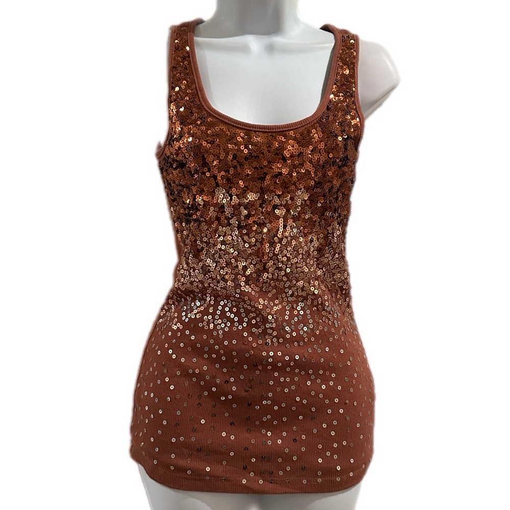 Dots sequined‎ brown top